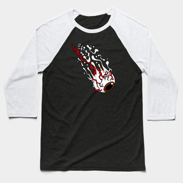 Melting Eyeball Baseball T-Shirt by OxCreative